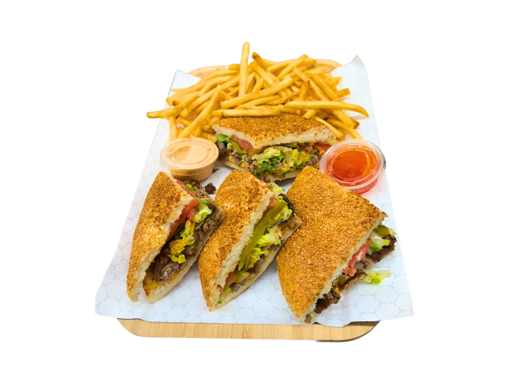 Bashka sandwich served with fries